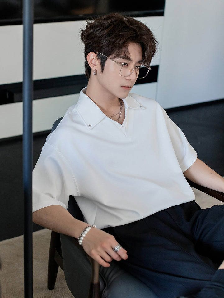 V-Neck Short-Sleeve Polo Shirt