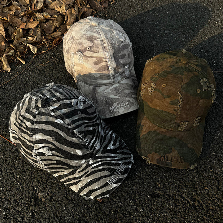 Distressed Camouflage Hip-hop Baseball Cap