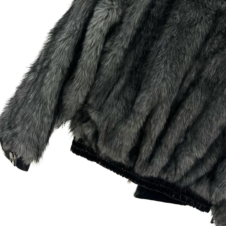 Faux Mink Fur Patchwork Lapel Jacket