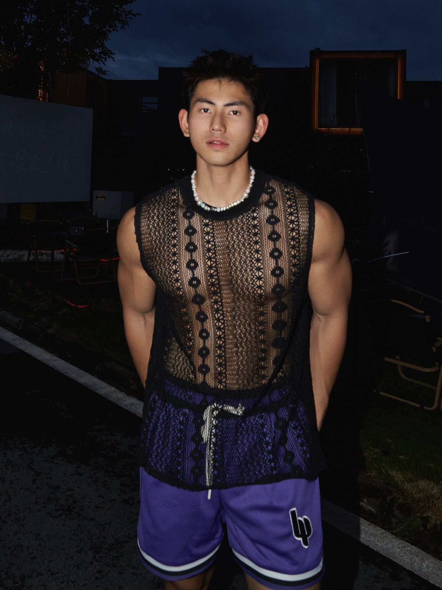 Herren's Spitzen Hohes ärmelloses Weste 