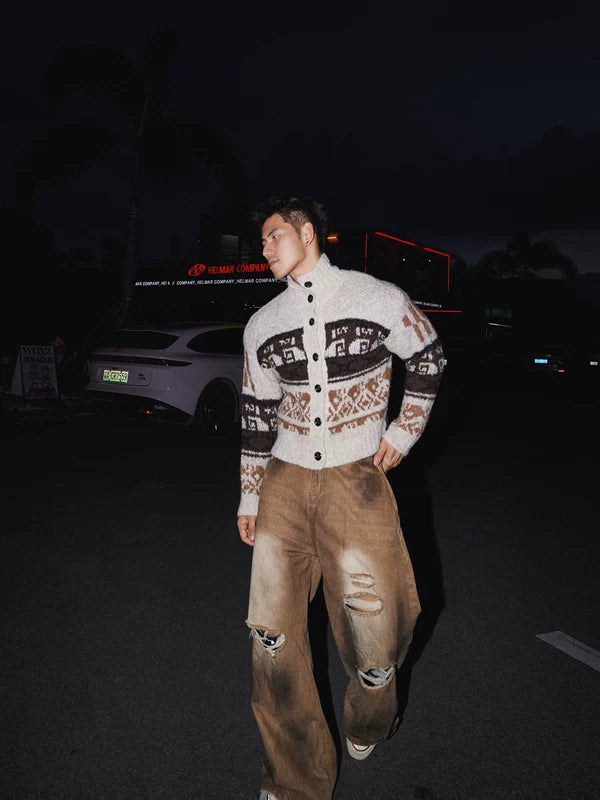 Cardigan en tricot à boutons Fair Isle 