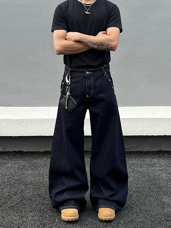 Pantalones de mezclilla anchos y sueltos retro 
