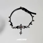 Spiked Rivet Ruby Snake Choker Necklace