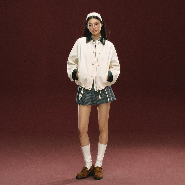 Stand-Collar Button Front Coat