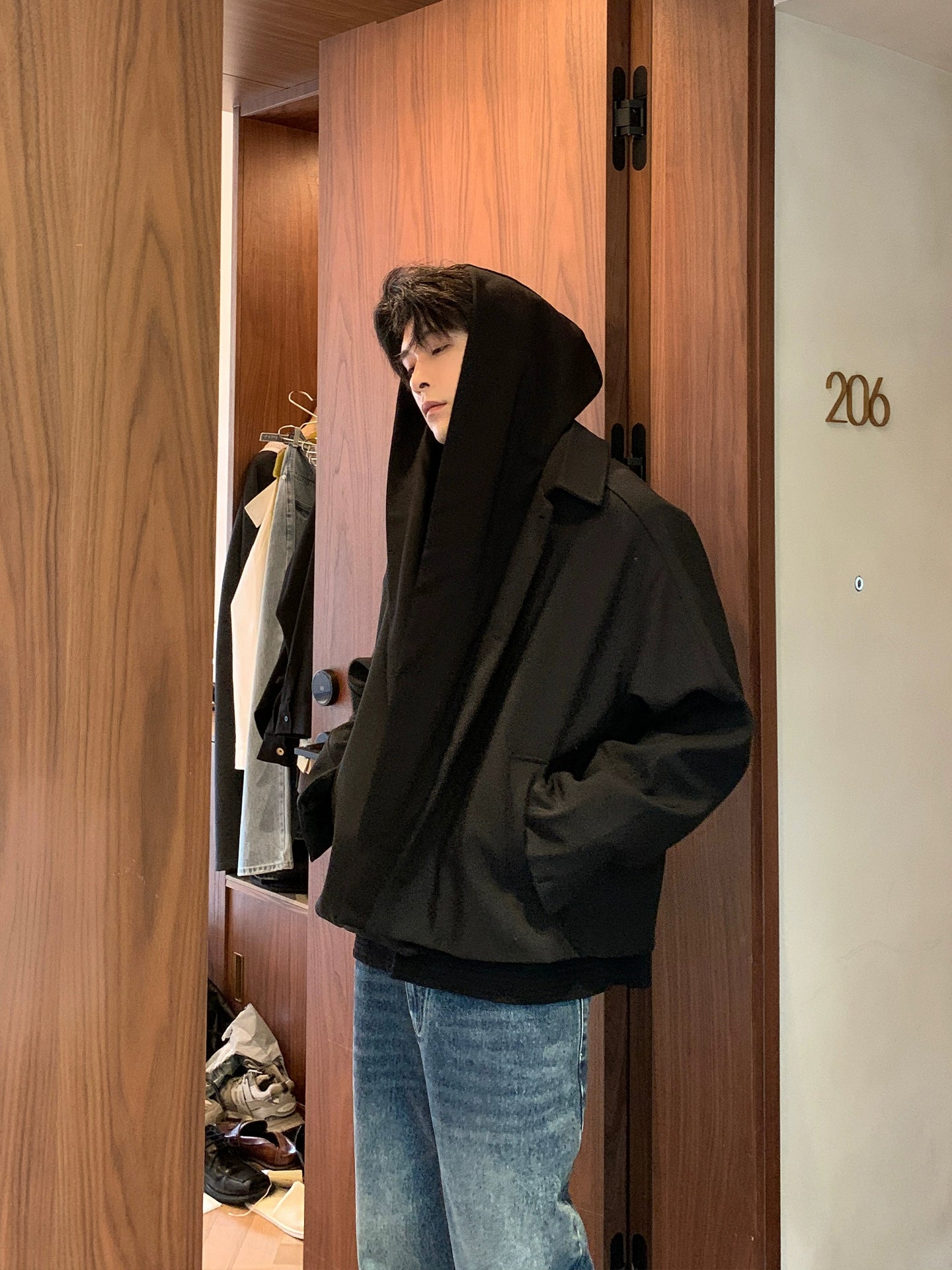 Kapüşonlu Hırka Ceket İki Parça Takım 