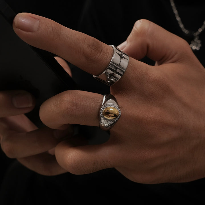 Titanium Steel Pebble Stacked Index Ring