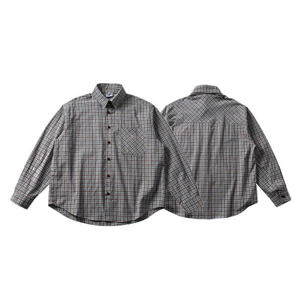 Chemise décontractée à carreaux à manches longues avec boutons 