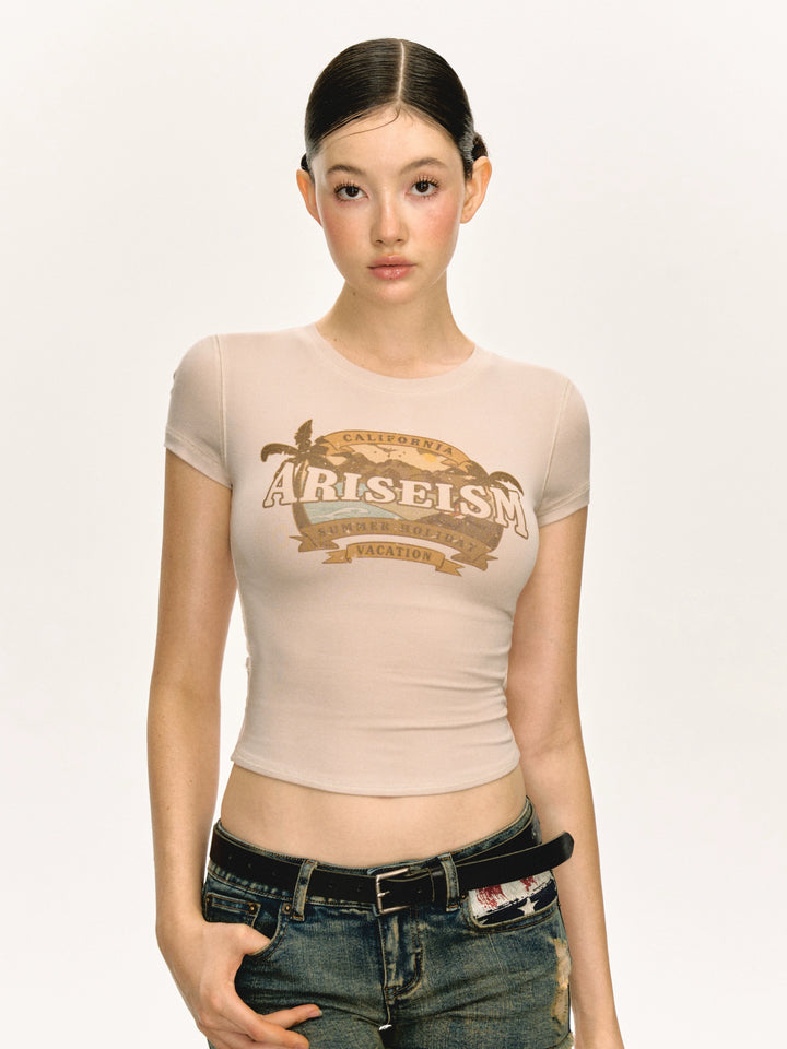 Retro Graphic Slim Fit Short T-shirt