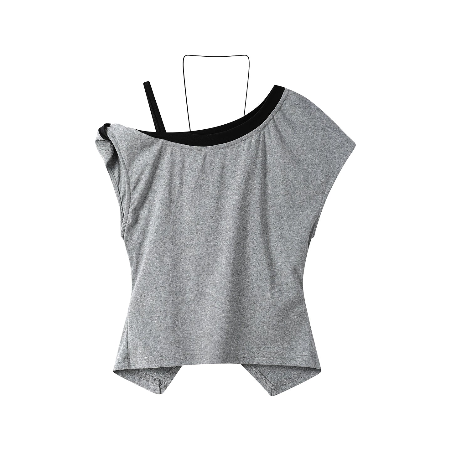 Blusa de Gola Alta Slim Fit Assimétrica 