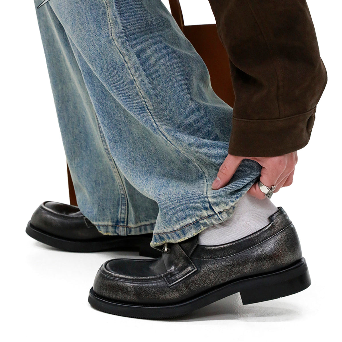 Leather Square Toe Slip-On Loafers