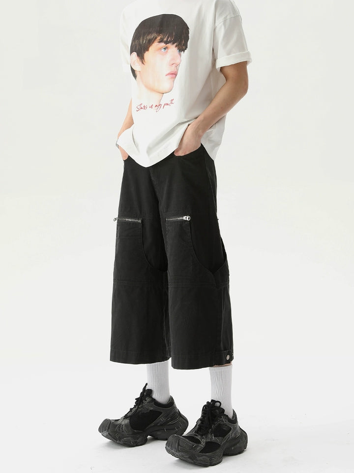 Multi-Pocket Detachable Wide-Leg Casual Pants