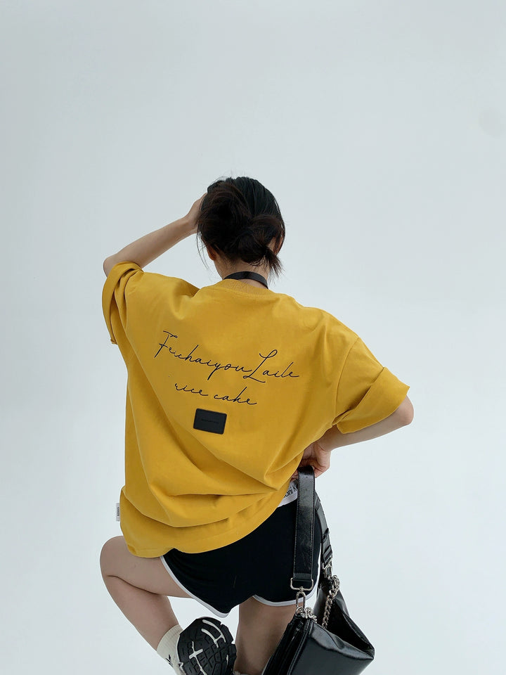 Embroidered Cotton Oversized Short Sleeve T-Shirt