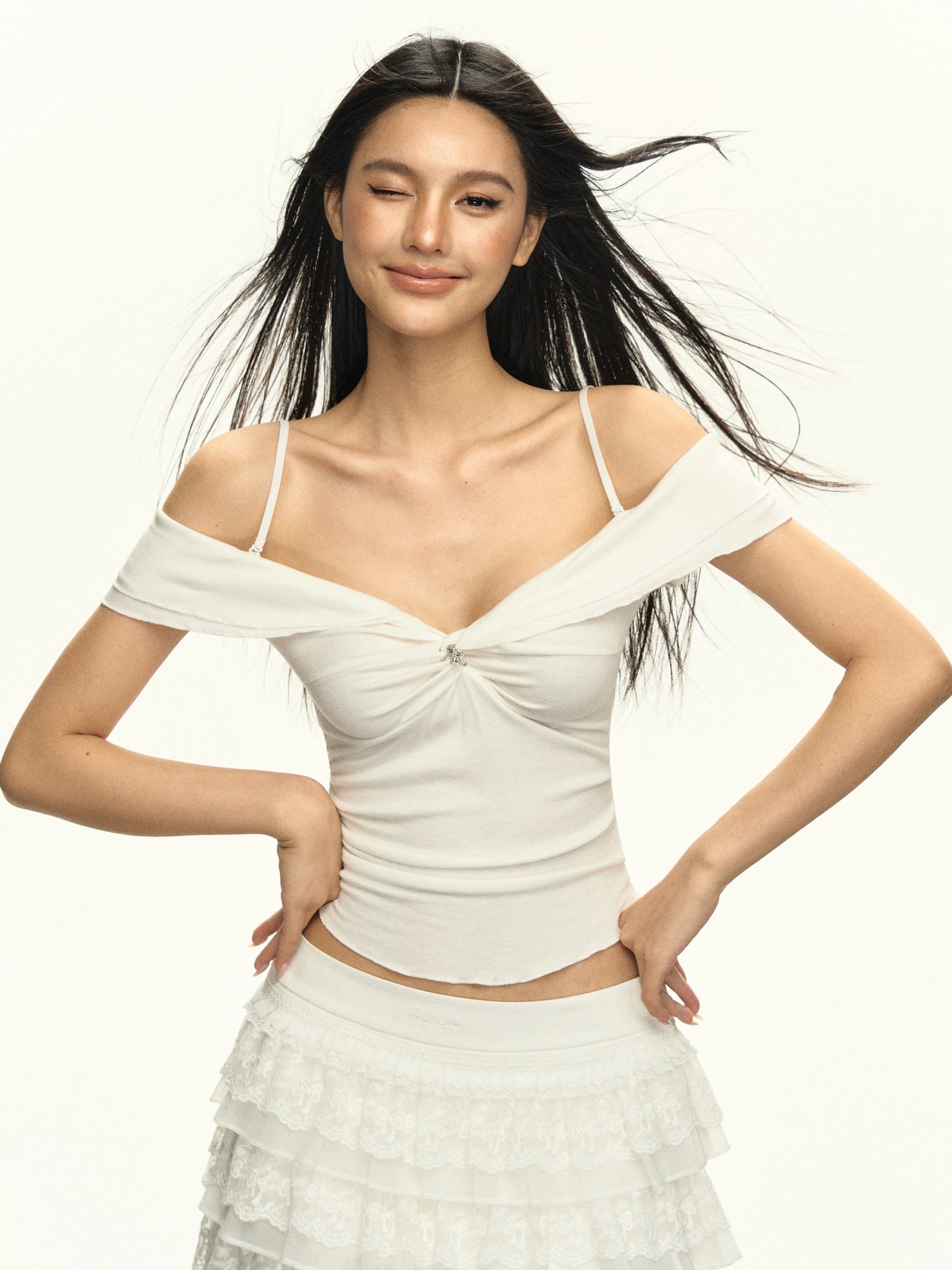 Off Shoulder Slim Fit Short Sleeve Top