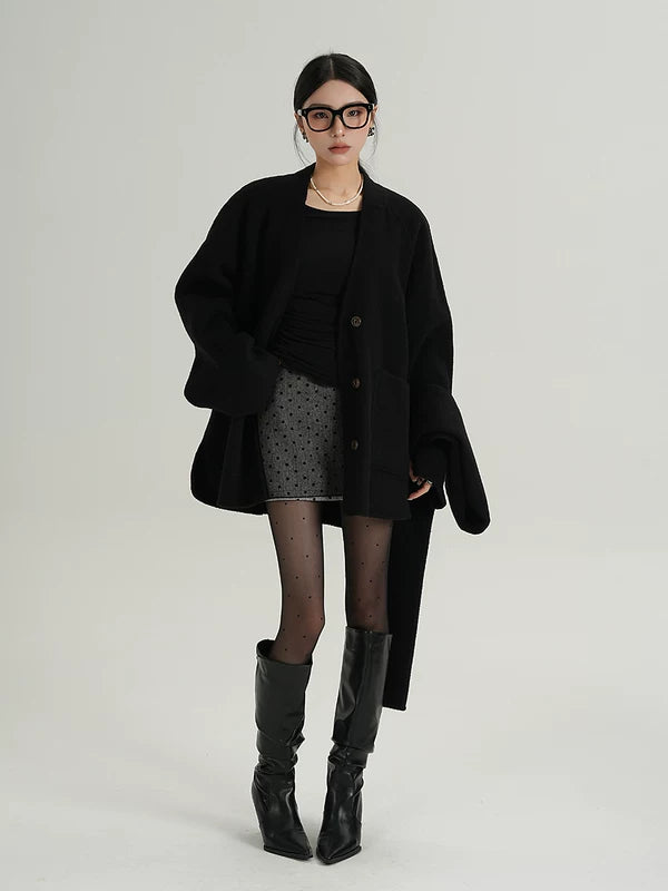 Ayrılabilir Şal ile Kısa Yün Palto 