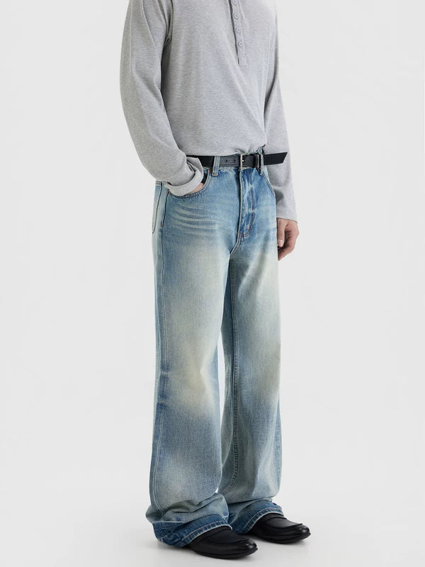 Retro Distressed Wide Leg Jeans