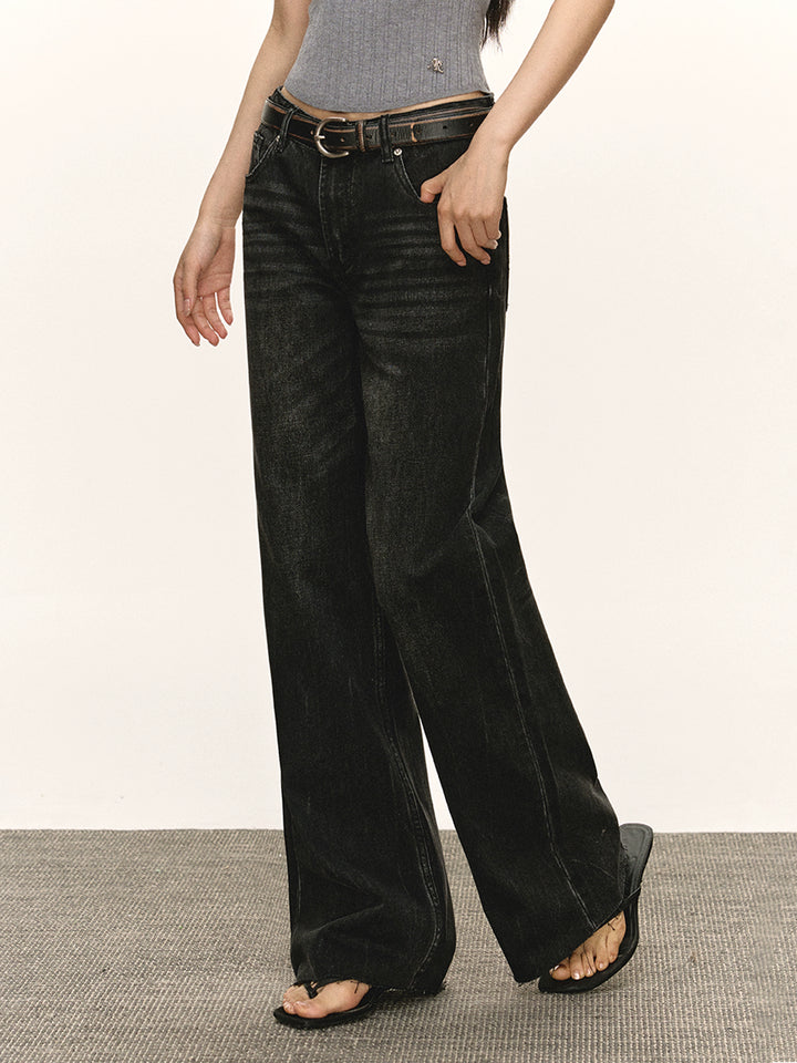Lage Taille Retro Wijde Pijpen Jeans Broek 