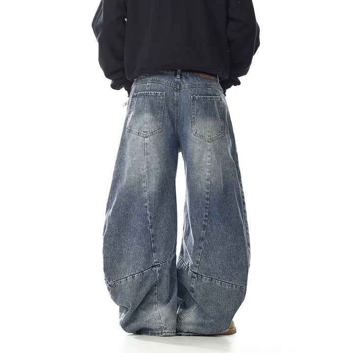 Plissé Wijde Pijpen Gebogen Mes Jeans 