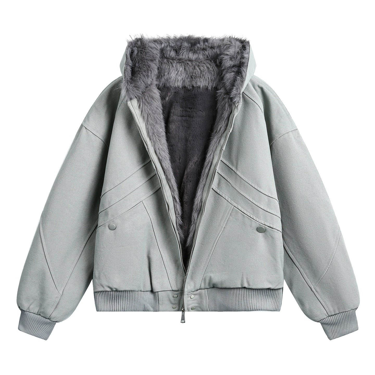 Hooded Insulated Fur Collar Work Jacket