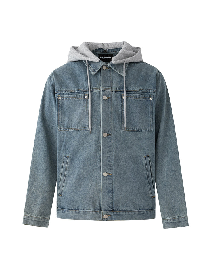 Kapuze Denim Jacke Lässiger Lockere Passform 