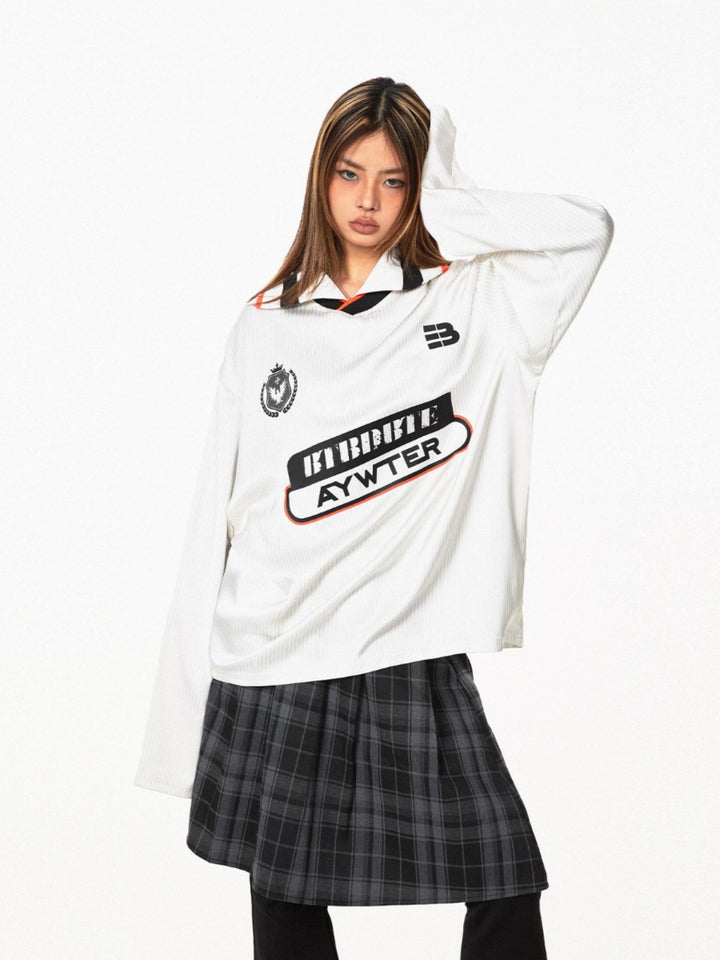 Retro Badge Polo Long-Sleeve Sweatshirt