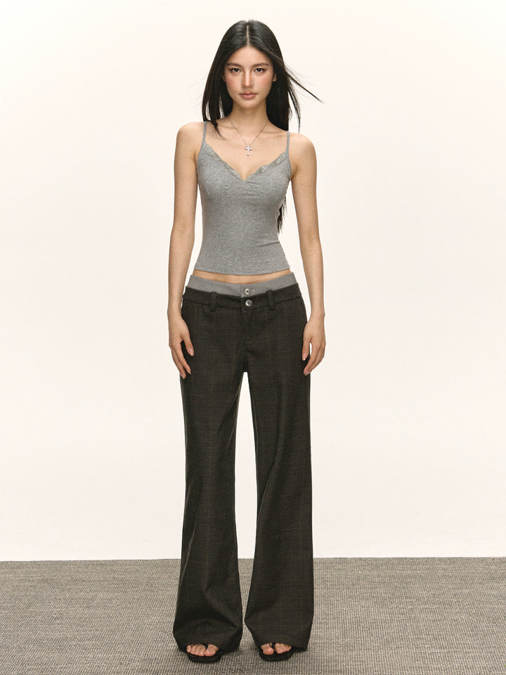Retro Geruite Wijde Pantalon Casual 