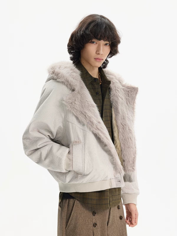 Faux Fur Foret Lined Suede Vinterjakke 