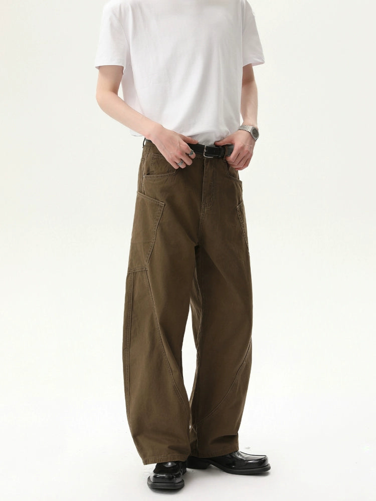 Washed Distressed Wide-Leg Pants