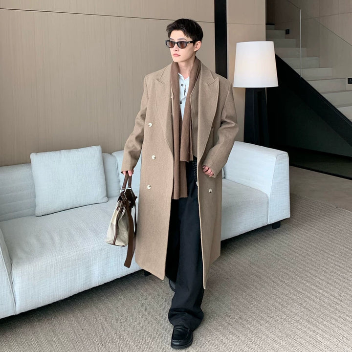 Lange Wol Overjas Dikke Faux Twee-Stuk 