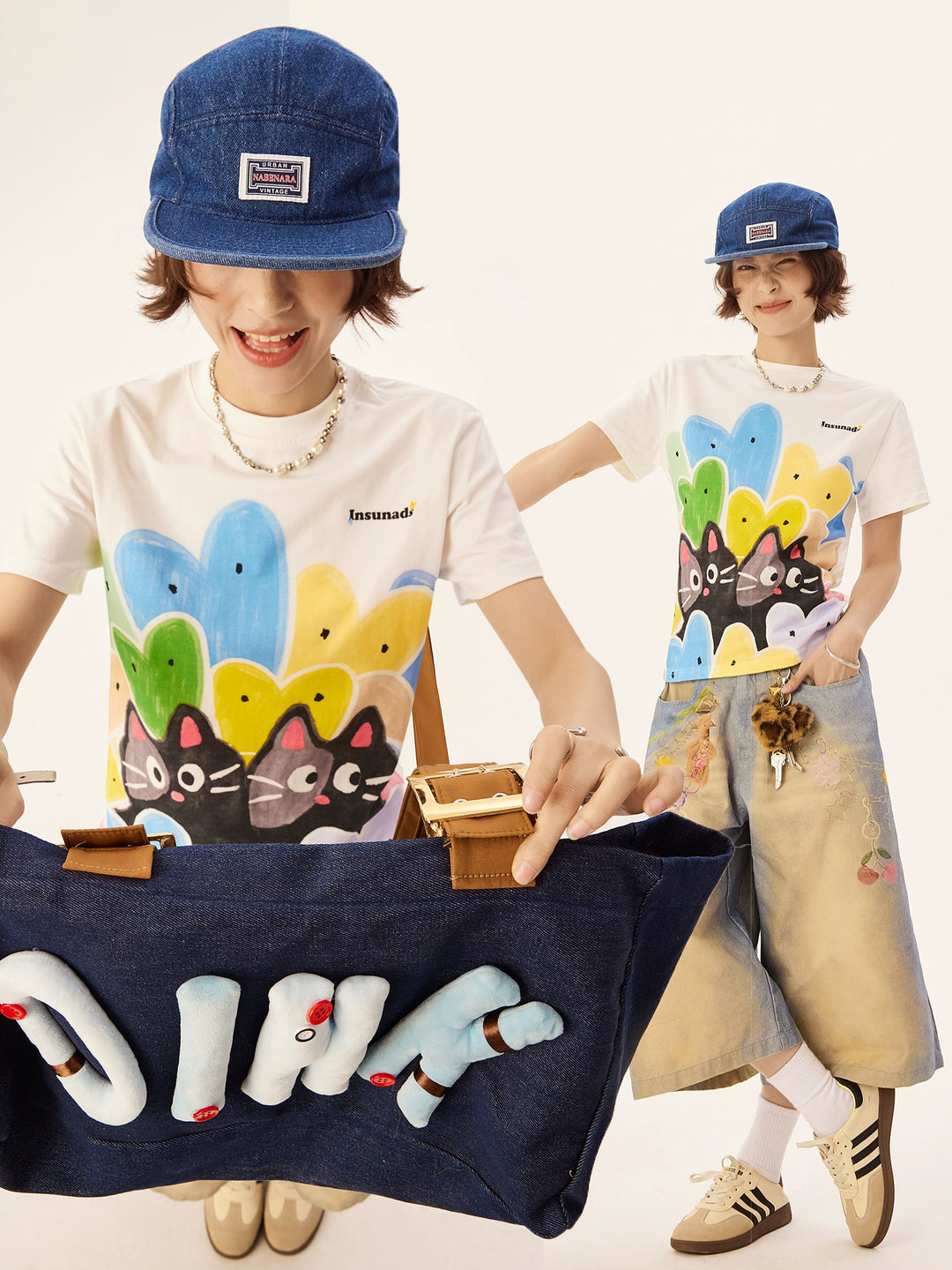 Hand-painted Cat Print Short Sleeve T-shirt