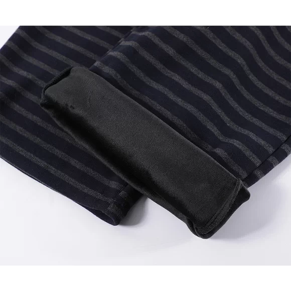 Fleece Lined Striped Elastic Pants