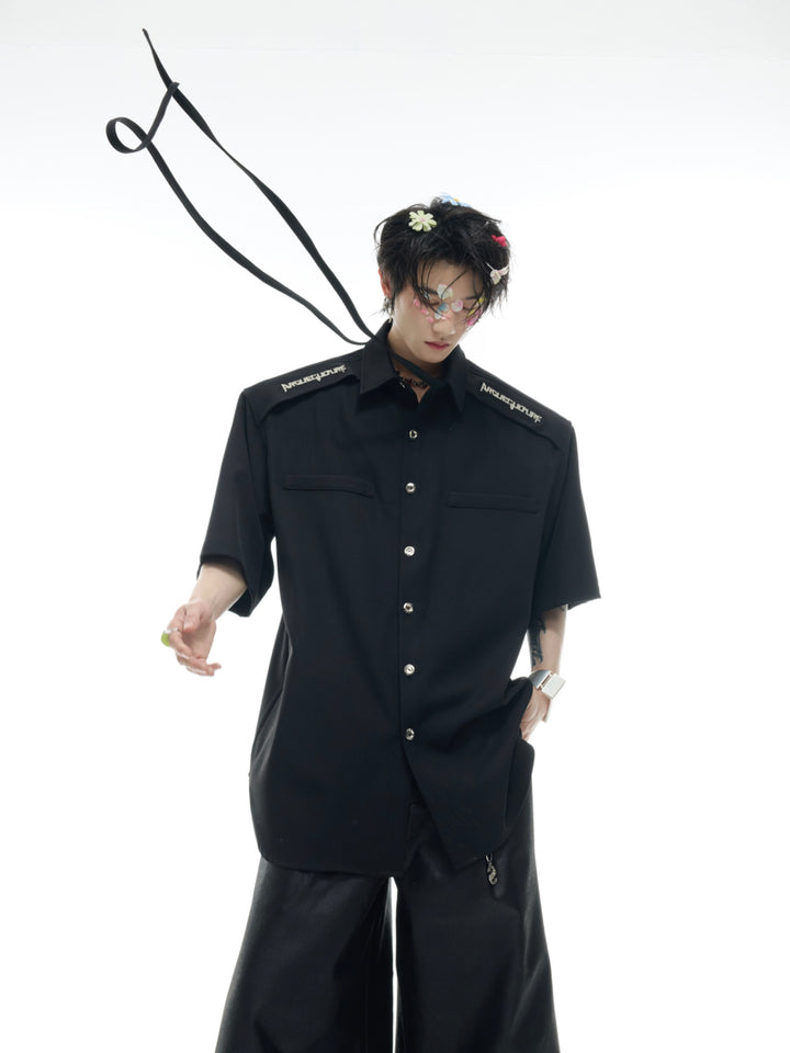 Loose Ribbon Design Short-Sleeve Shirt