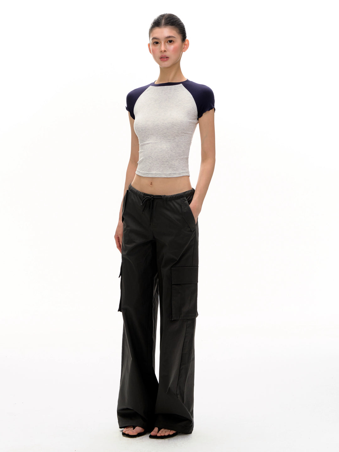 Slim Fit Contrast Sleeve Short-Sleeve Top