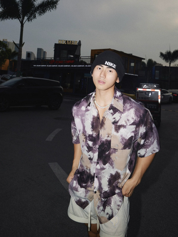 Tie-Dye Short Sleeve Loose Casual Shirt