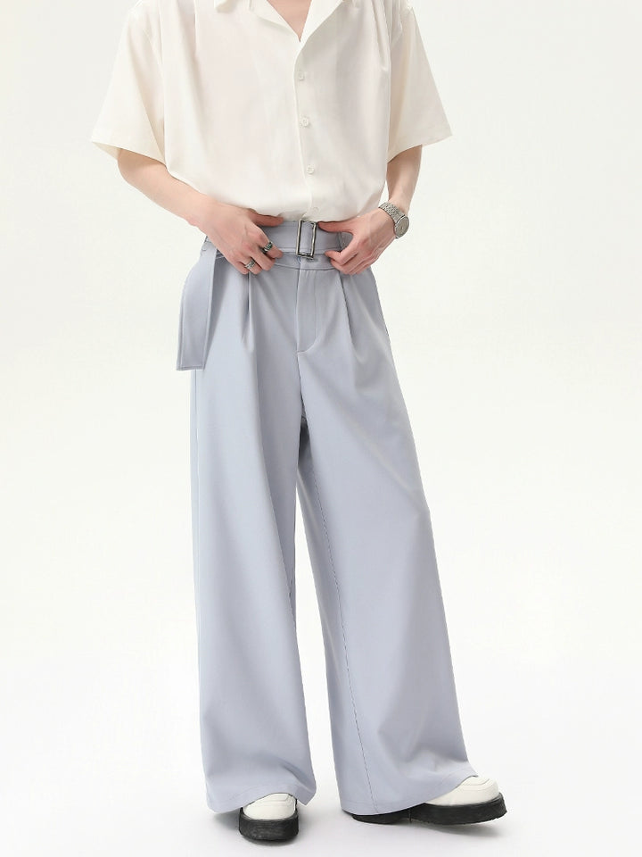 Detachable Belt Loose Straight Drape Pants
