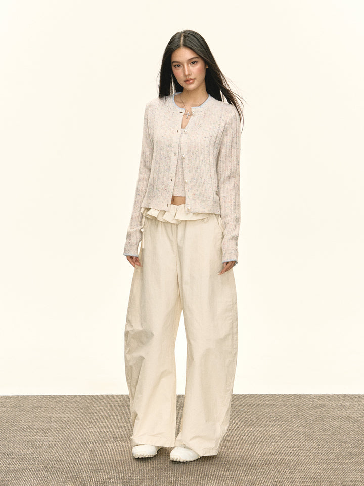 Ruffle Waist Wide Leg Pants