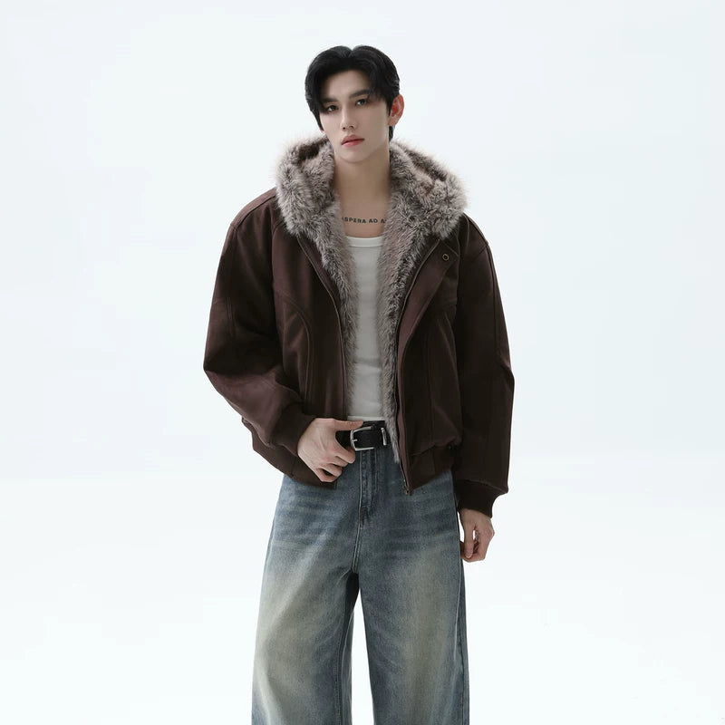 Hooded Fur Collar Insulated Cotton Jacket