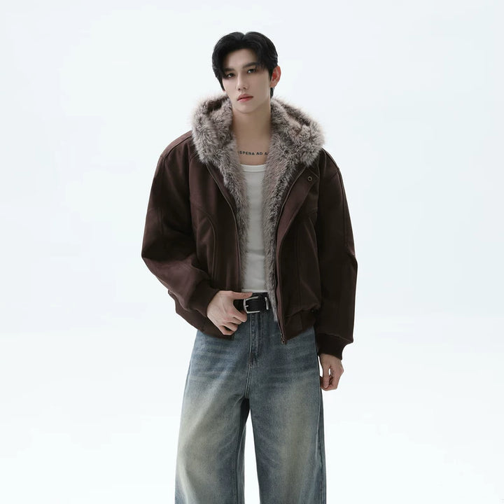 Hooded Fur Collar Insulated Cotton Jacket