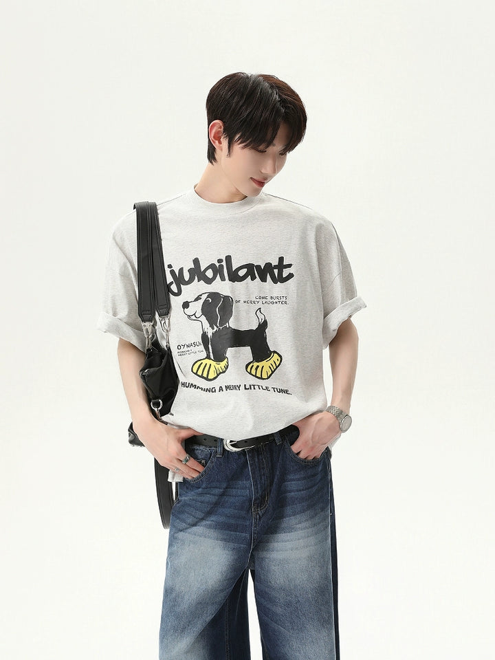 Cartoon Print Loose Short Sleeve T-Shirt