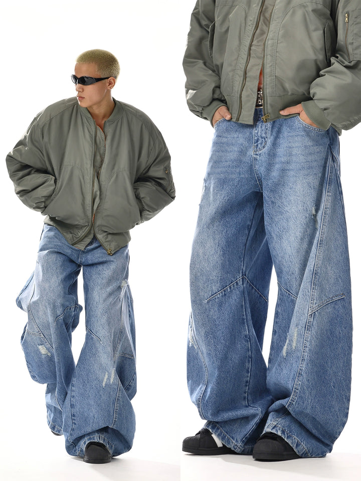 Retro Wide Leg Three-Dimensional Jeans Pants