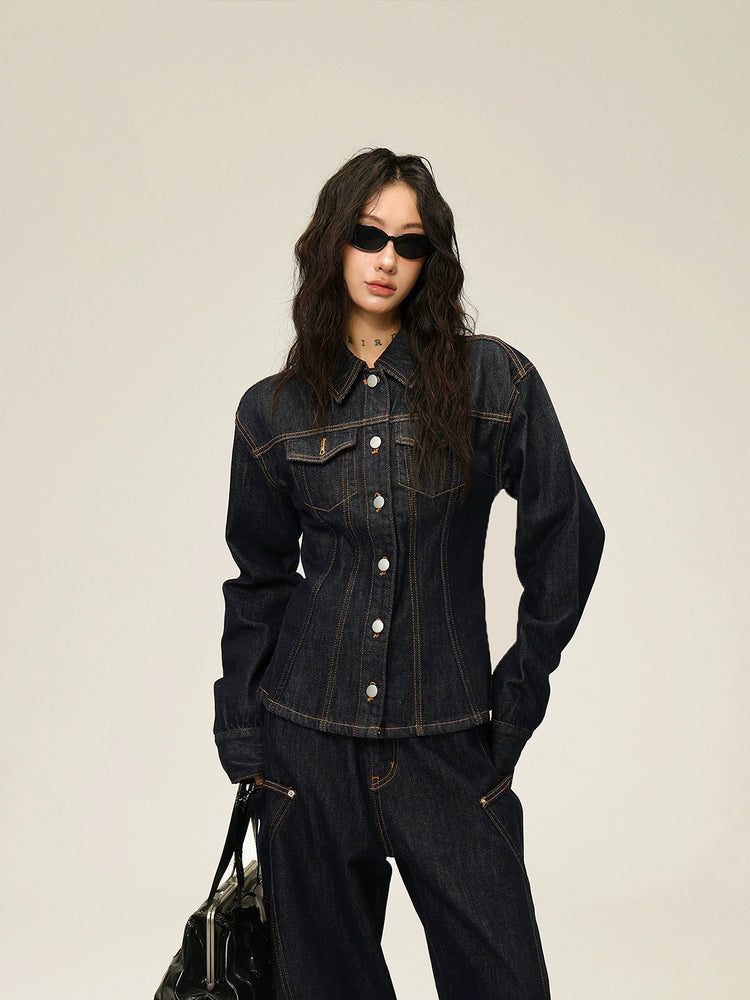 Denim Jacket and Loose Straight Pants