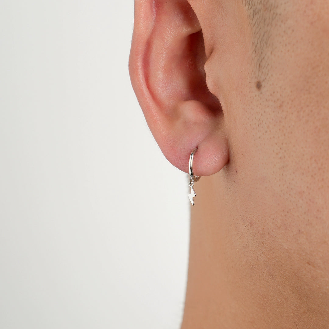 Sterling Silver Lightning Hoop Earrings