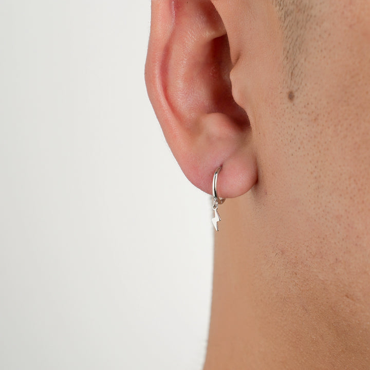 Sterling Silver Lightning Hoop Earrings