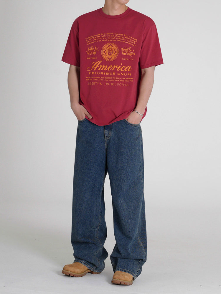 Round Neck Letter Print T-shirt