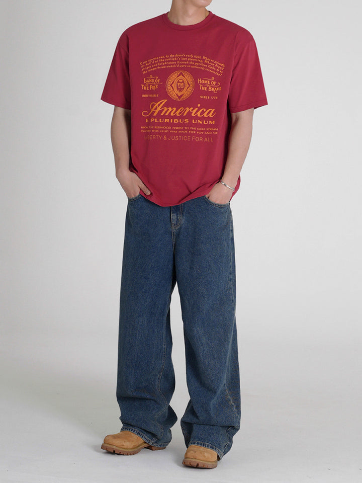 Round Neck Letter Print T-shirt