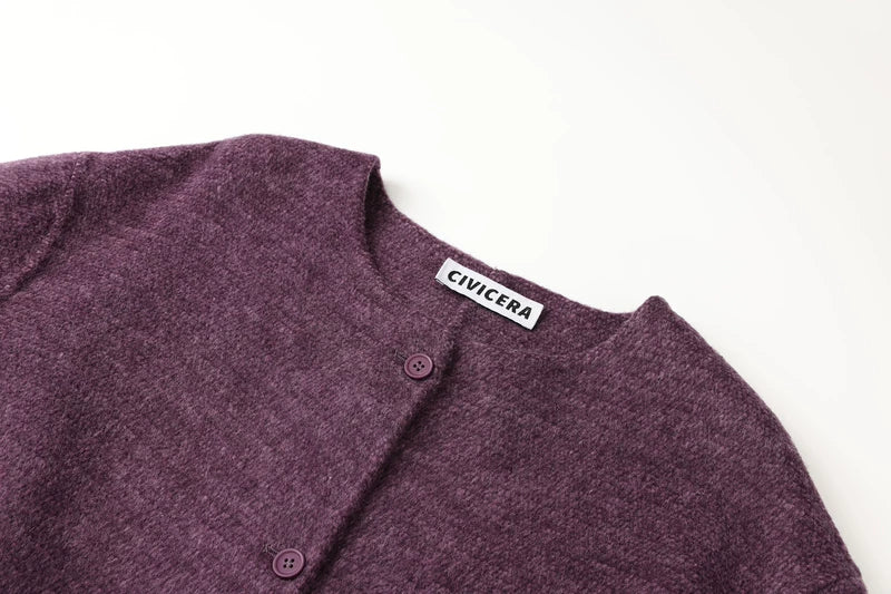 מעיל צמר ארוך עם צעיף 