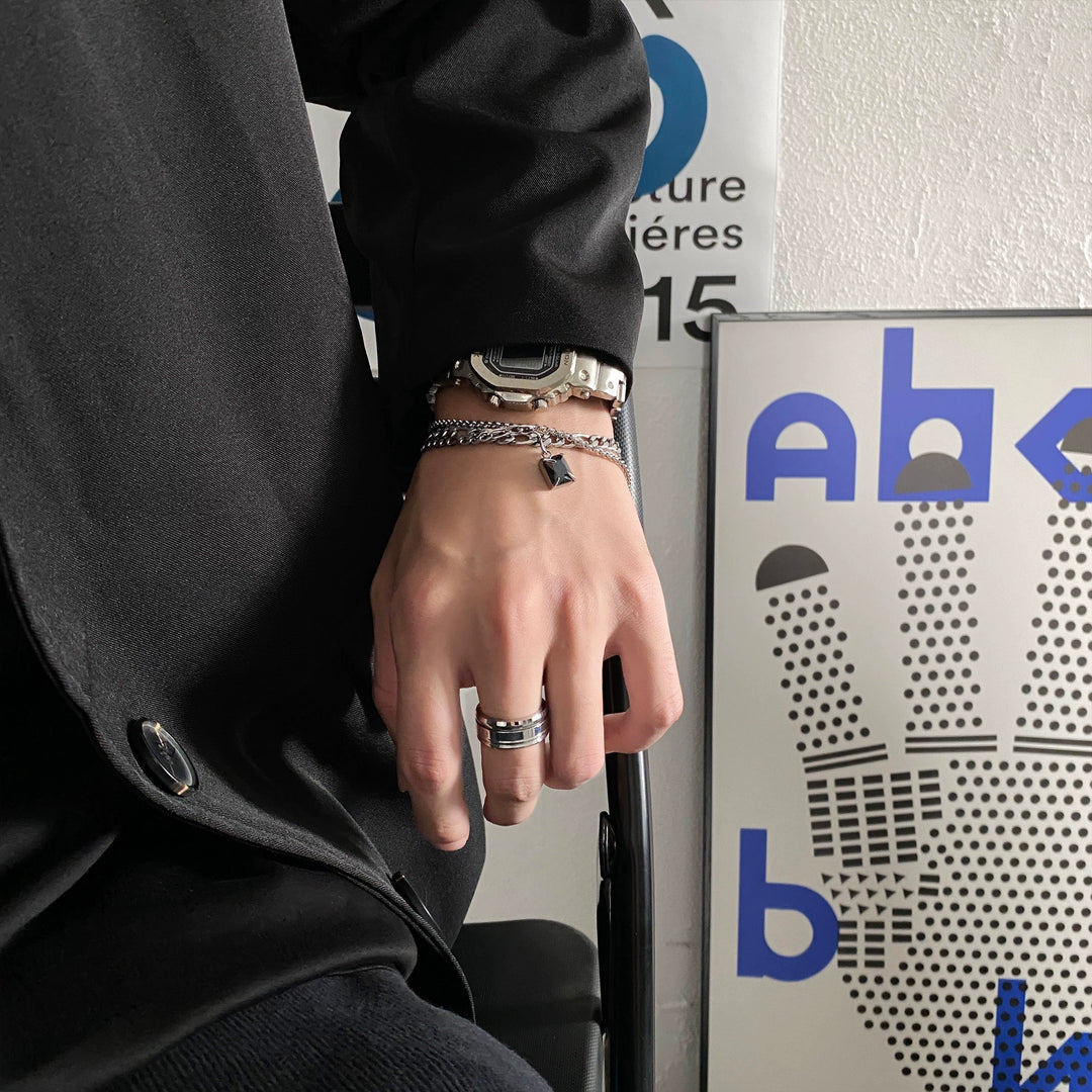 Dobbeltlag Kvadrat Anheng Kjede Armbånd 