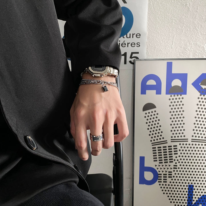 Dobbeltlag Kvadrat Anheng Kjede Armbånd 
