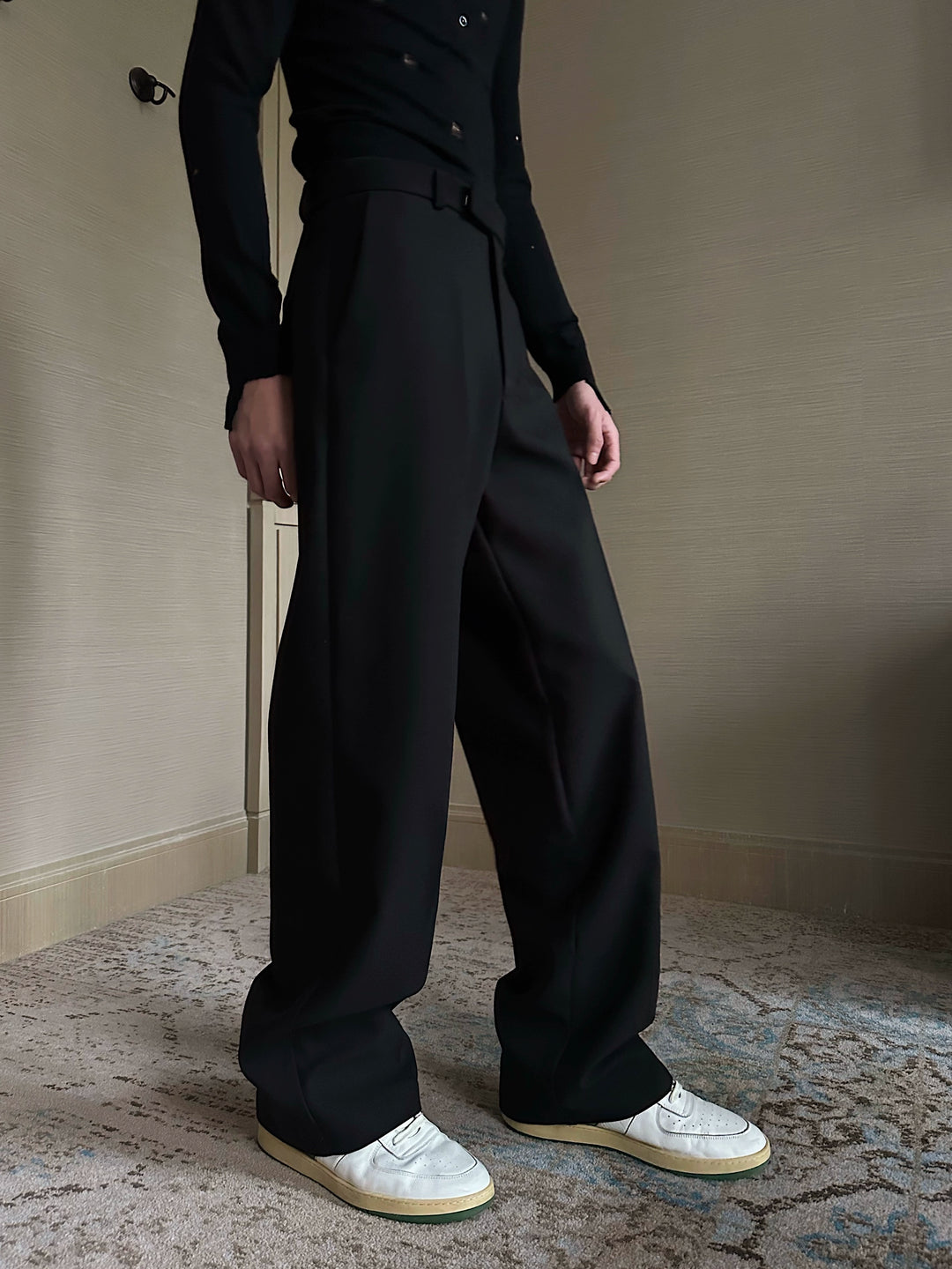 Weite Beinform Hohe Taille Gerade Hose 