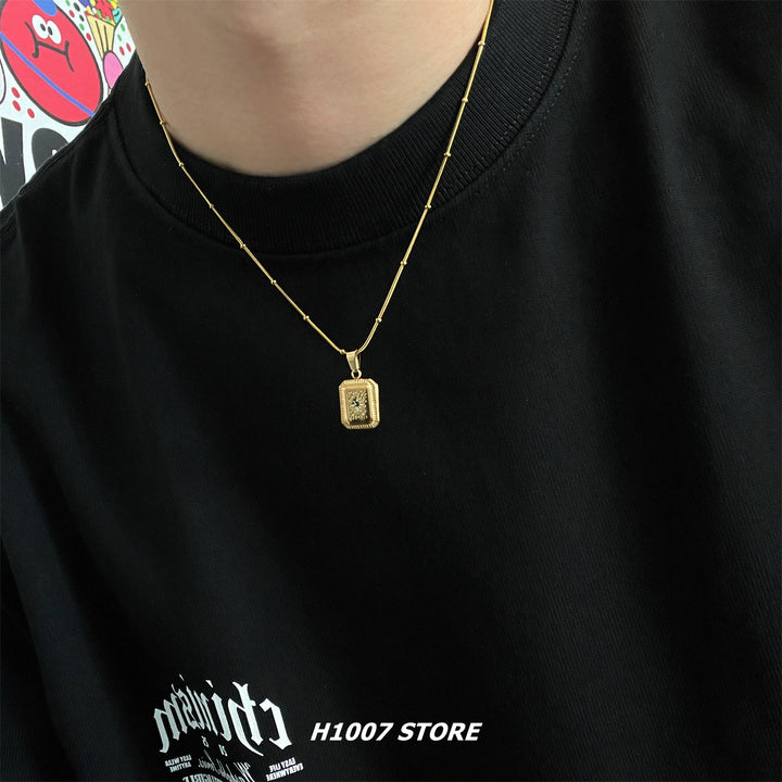 Hip-hop Square Pendant Necklace
