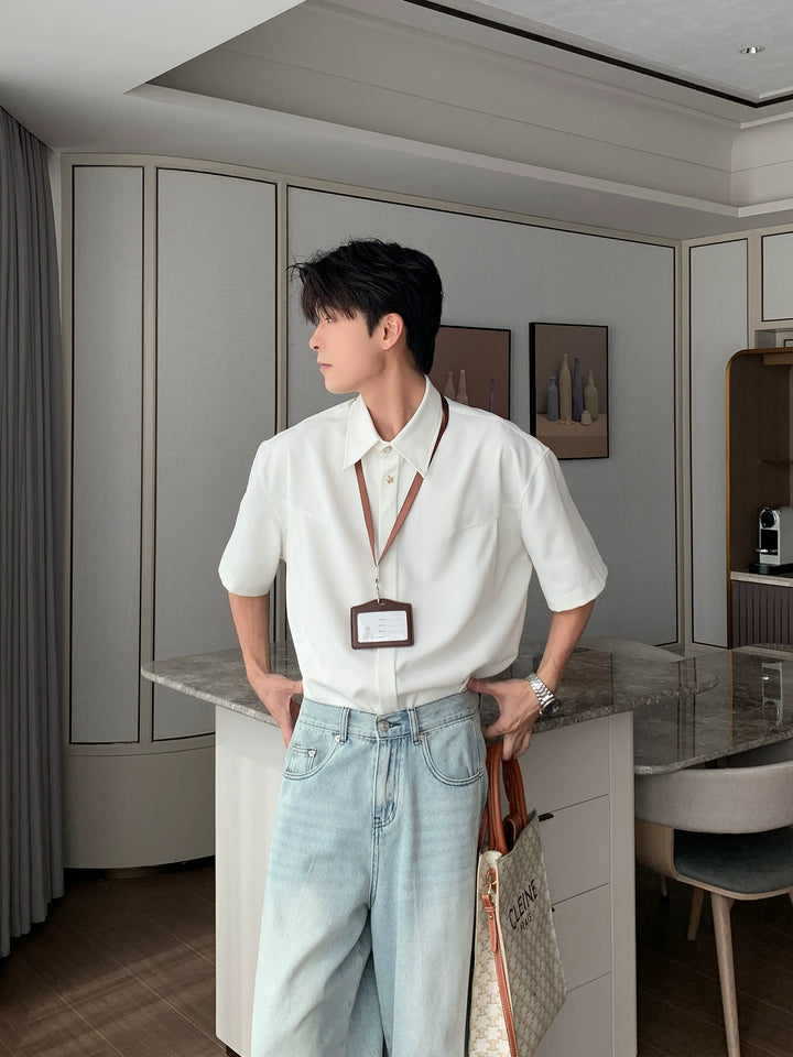 Kurzarm Relaxed Fit Button-Up Hemd 